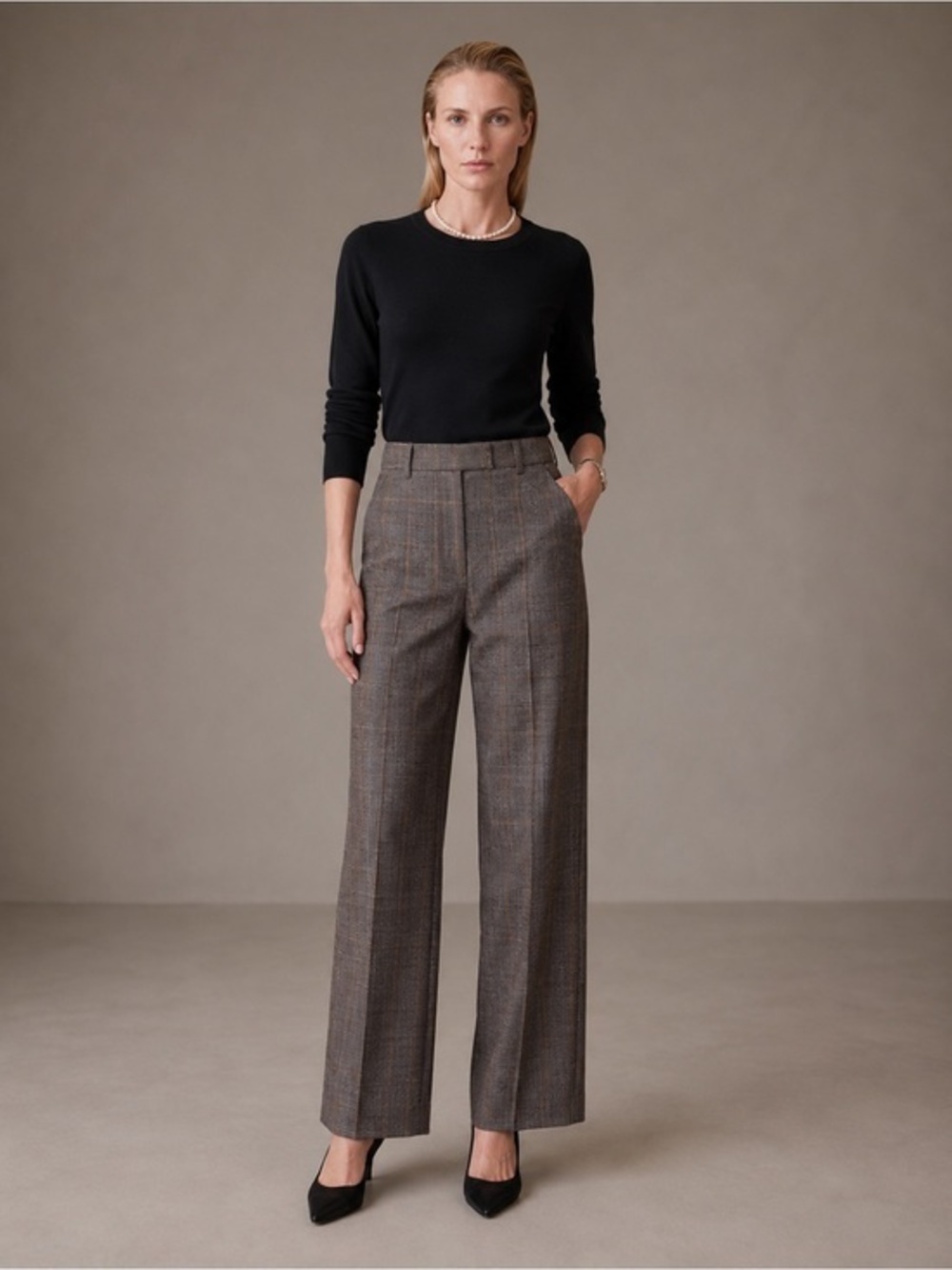 Jason Wu High-Waist Wide-Leg Plaid Trousers size 6